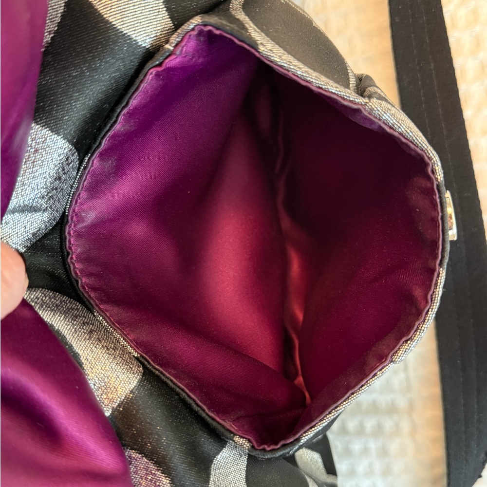 Coach Poppy Signature Lurex Groovy Shoulder Swing Bag Silver and Black Vintage - Picture 7 of 12